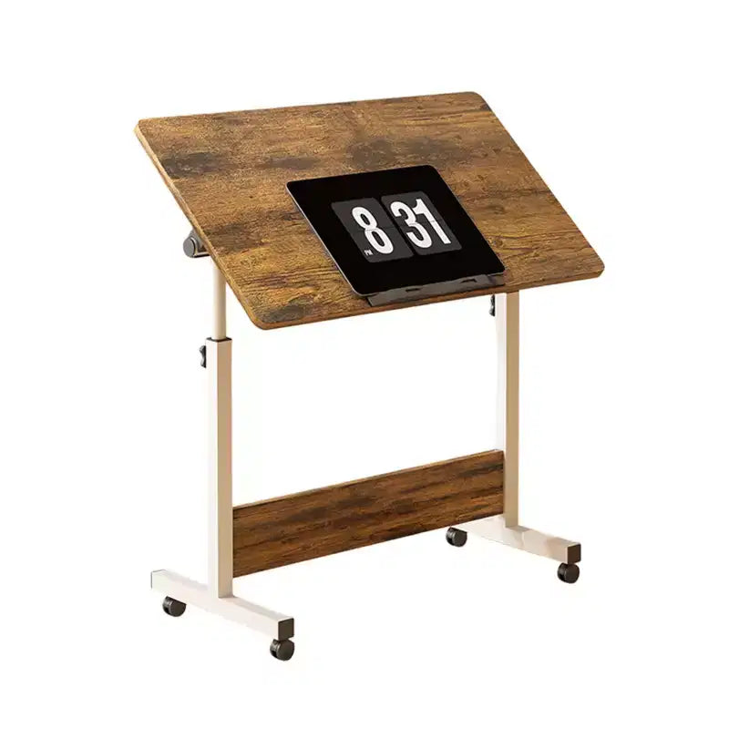 Bureau pliable mobile, bureau portable réglable en hauteur de 66 à 86 cm, poste de travail informatique roulant avec roulettes verrouillables pour bureau à domicile