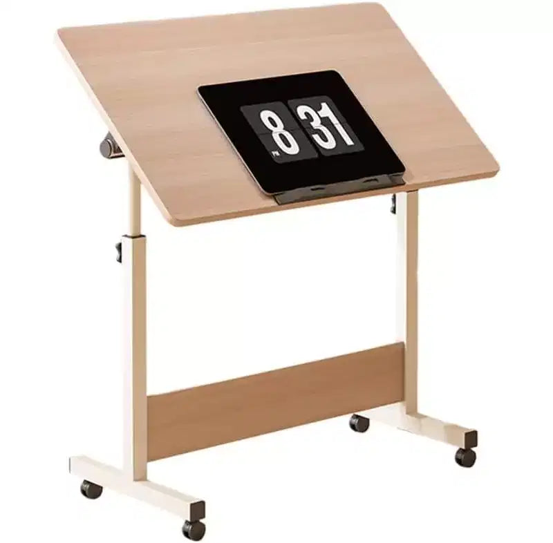 Bureau pliable mobile, bureau portable réglable en hauteur de 66 à 86 cm, poste de travail informatique roulant avec roulettes verrouillables pour bureau à domicile