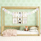 Luxystar Twin Canopy Frame Floor Bed with Fence