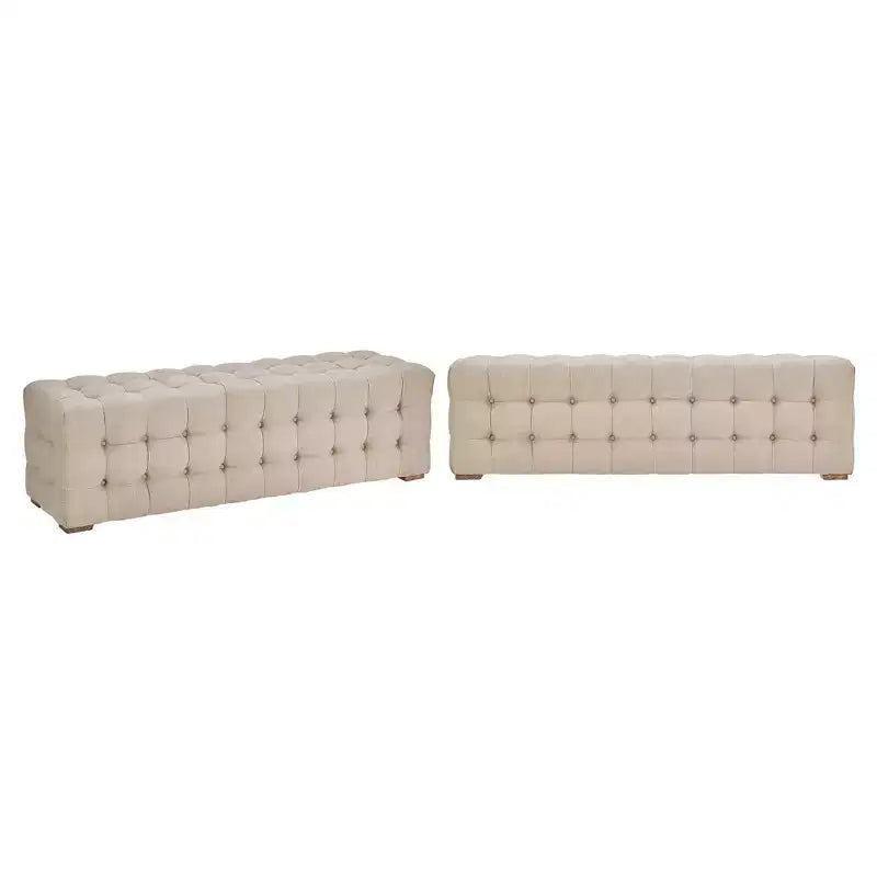 Banc capitonné en tissu lin Knox