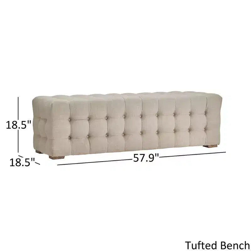 Banc capitonné en tissu lin Knox