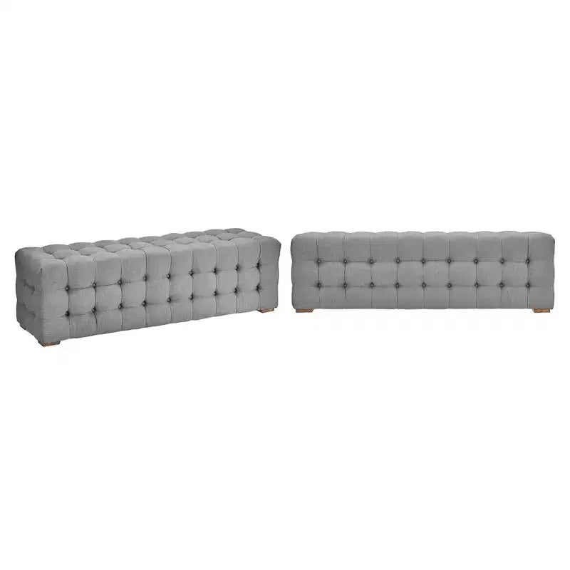 Banc capitonné en tissu lin Knox