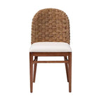 bali & pari Denver Acacia Wood and Seagrass Dining Chair White/Walnut Brown: Bohemian Style, Foam Padded