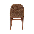 Chaise de salle à manger en bois d'acacia et jonc de mer, blanc/noyer brun : style bohème, rembourrage en mousse