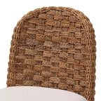 Chaise de salle à manger en bois d'acacia et jonc de mer, blanc/noyer brun : style bohème, rembourrage en mousse