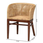 Chaise de salle à manger : Structure en acacia, Rotin tressé, Design bohème, Montage requis