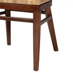 Chaise de salle à manger : Structure en acacia, Rotin tressé, Design bohème, Montage requis