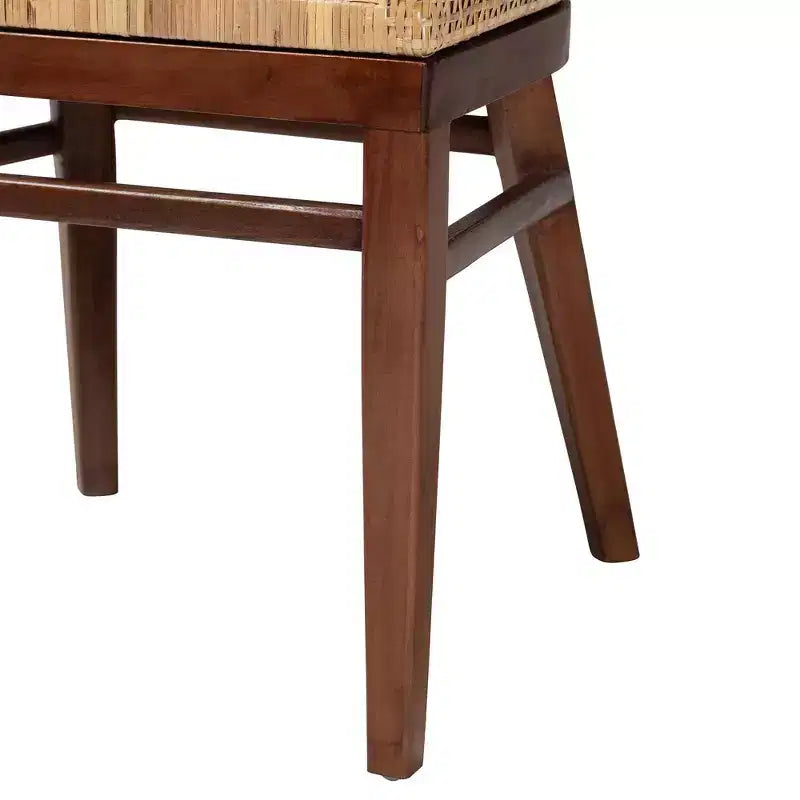 Chaise de salle à manger Papua : Structure en acacia, Rotin tressé, Design bohème, Assemblage requis