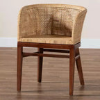 Chaise de salle à manger : Structure en acacia, Rotin tressé, Design bohème, Montage requis