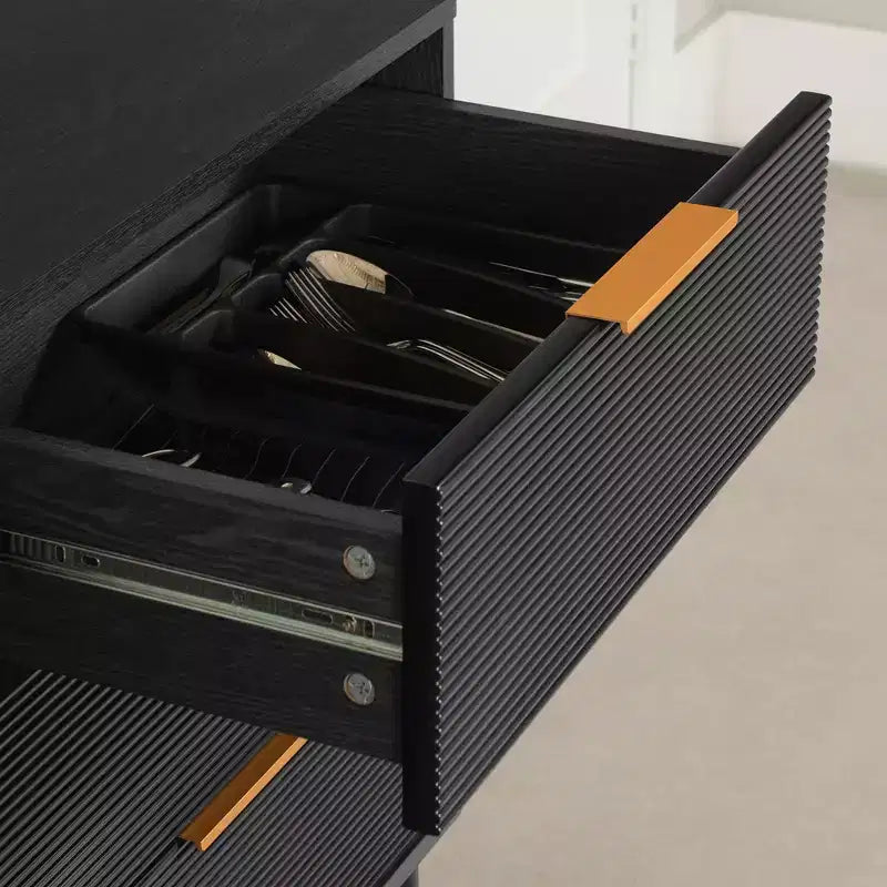 Arlo Sideboard Frêne Chêne/Doré : Bahut moderne avec rangement, meuble d'entrée, buffet de service
