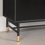 Bahut Frêne Chêne/Doré : Meuble d'Appoint Moderne avec Rangement, Meuble d'Entrée, Desserte de Buffet
