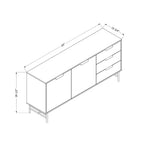 Bahut Frêne Chêne/Doré : Meuble d'Appoint Moderne avec Rangement, Meuble d'Entrée, Desserte de Buffet