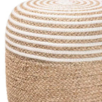 Pouffe de rangement en jonc de mer et corde tressée, blanc/marron naturel : Revêtement en coton, Aucun assemblage requis