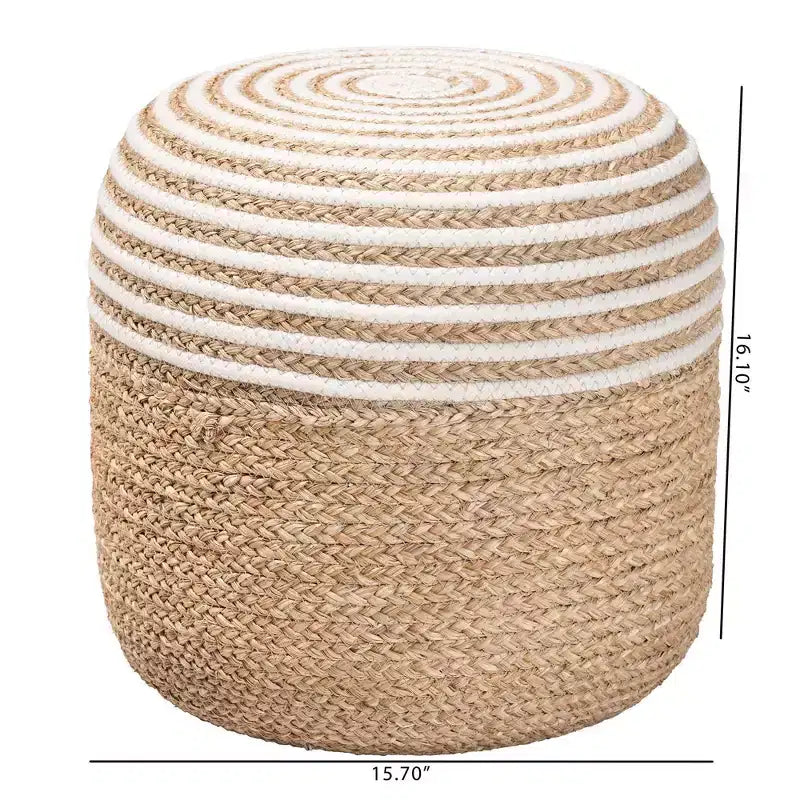 Pouf Nequiel Seagrass et corde tressée, blanc/marron naturel : Revêtement en coton, aucun assemblage requis