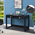 Bureau 2 tiroirs avec station de charge, espresso/noir : poste de travail pour bureau à domicile, fabrication en MDF