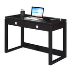 Bureau 2 tiroirs avec station de charge, espresso/noir : poste de travail pour bureau à domicile, fabrication en MDF