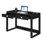 Bureau 2 tiroirs avec station de charge, espresso/noir : poste de travail pour bureau à domicile, fabrication en MDF
