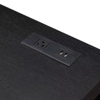Bureau 2 tiroirs avec station de charge, espresso/noir : poste de travail pour bureau à domicile, fabrication en MDF