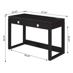 Bureau 2 tiroirs avec station de charge, espresso/noir : poste de travail pour bureau à domicile, fabrication en MDF