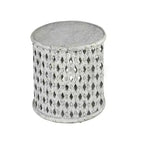 Samir Round End Table Alabaster: Steve Silver Co., No Assembly, Tray Top, Wood, Heathered White