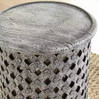 Table ronde d'appoint albâtre : Aucun assemblage requis, Plateau de service, Bois, Blanc chiné