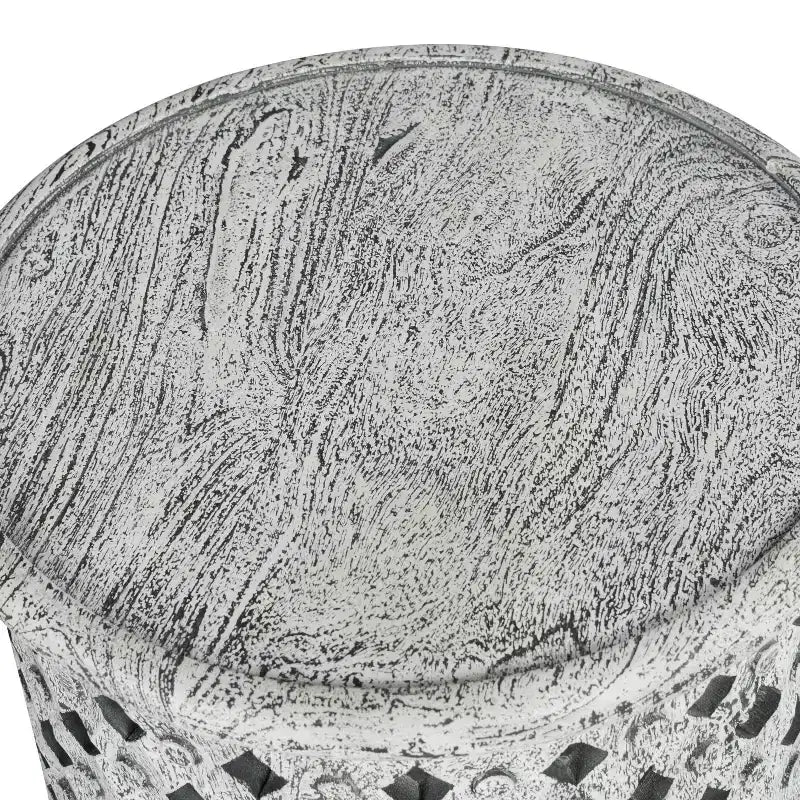 Table d'appoint ronde Samir en albâtre : Aucun assemblage requis, Plateau de service, Bois, Blanc chiné