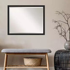 Miroir mural de salle de bain encadré Narrow Brushed Noir 