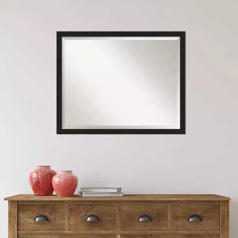 Miroir mural de salle de bain encadré Narrow Brushed Noir 