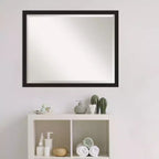Miroir mural de salle de bain encadré Narrow Brushed Noir 