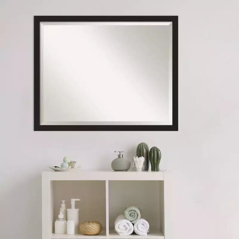 Miroir mural de salle de bain encadré Narrow Brushed Noir 
