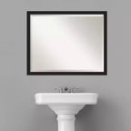 Miroir mural de salle de bain encadré Narrow Brushed Noir 