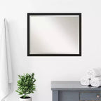 Miroir mural de salle de bain encadré Narrow Brushed Noir 