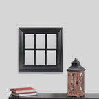Miroir mural carré contemporain 17 noir à motif de carreaux de fenêtre