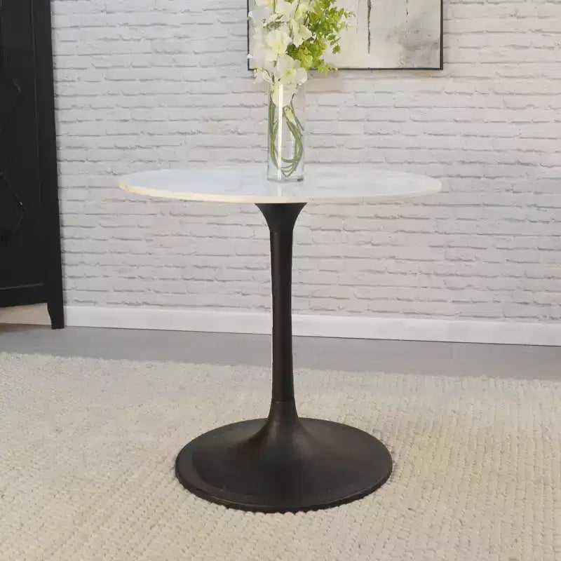 Table à manger ronde Zaha 30", plateau en marbre