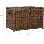Coffre de rangement en osier de 35 po avec sangle en cuir décorative