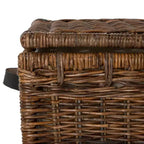 Coffre de rangement en osier de 35 po avec sangle en cuir décorative