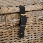 Coffre de rangement en osier de 35 po avec sangle en cuir décorative