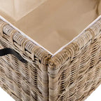 Coffre de rangement en osier de 35 po avec sangle en cuir décorative