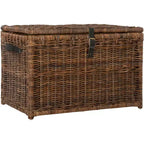 Coffre de rangement en osier de 35 po avec sangle en cuir décorative