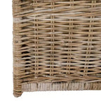 Coffre de rangement en osier de 35 po avec sangle en cuir décorative