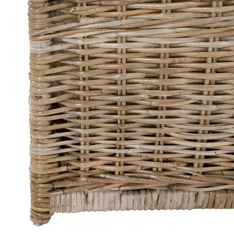 Coffre de rangement en osier de 35 po avec sangle en cuir décorative