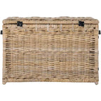 Coffre de rangement en osier de 35 po avec sangle en cuir décorative