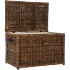 Coffre de rangement en osier de 35 po avec sangle en cuir décorative
