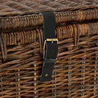 Coffre de rangement en osier de 35 po avec sangle en cuir décorative