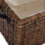 Coffre de rangement en osier de 35 po avec sangle en cuir décorative