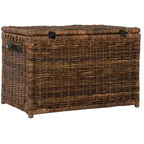 Coffre de rangement en osier de 35 po avec sangle en cuir décorative