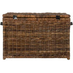 Coffre de rangement en osier de 35 po avec sangle en cuir décorative