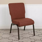 Chaise d'auditorium empilable rembourrée, assise large de 20,5", tissu cannelle/piétement doré veiné