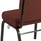 Chaise d'auditorium empilable rembourrée, assise large de 20,5", tissu cannelle/piétement doré veiné