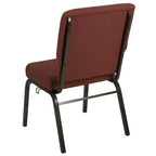 Chaise d'auditorium empilable rembourrée, assise large de 20,5", tissu cannelle/piétement doré veiné